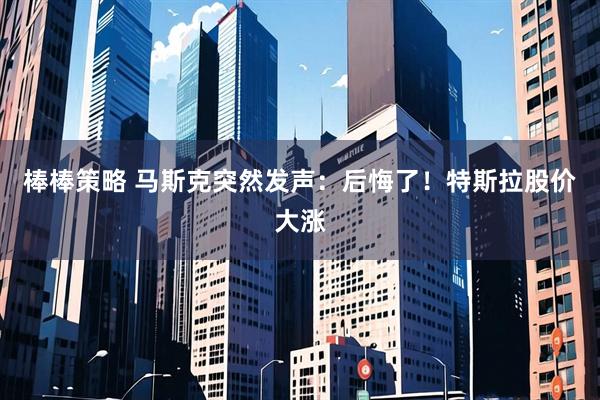 棒棒策略 马斯克突然发声：后悔了！特斯拉股价大涨
